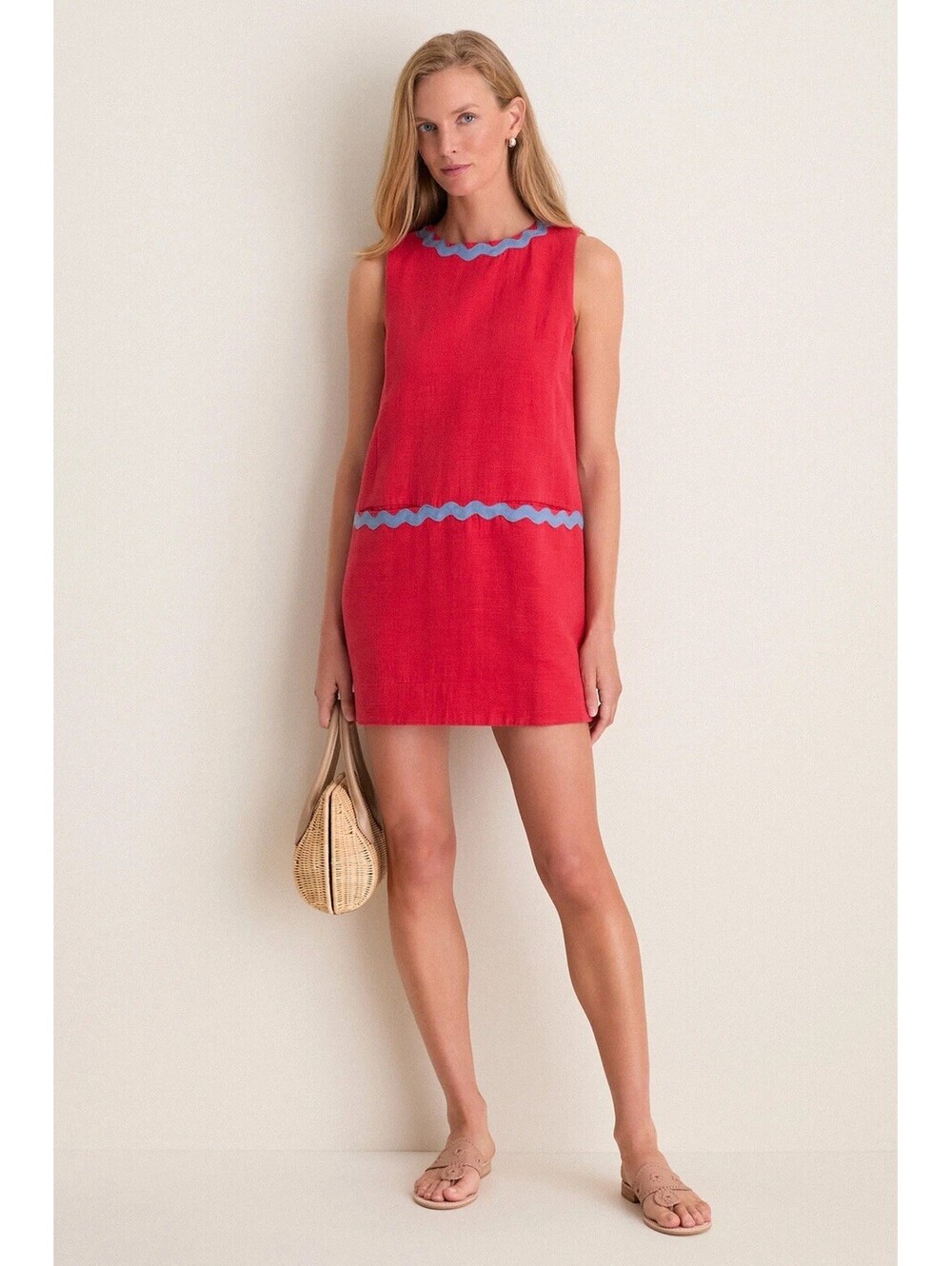 XXXL Tuckernuck Cherry Ric Rac Corby Shift Dress In Rococco Red - Picture 3 of 11